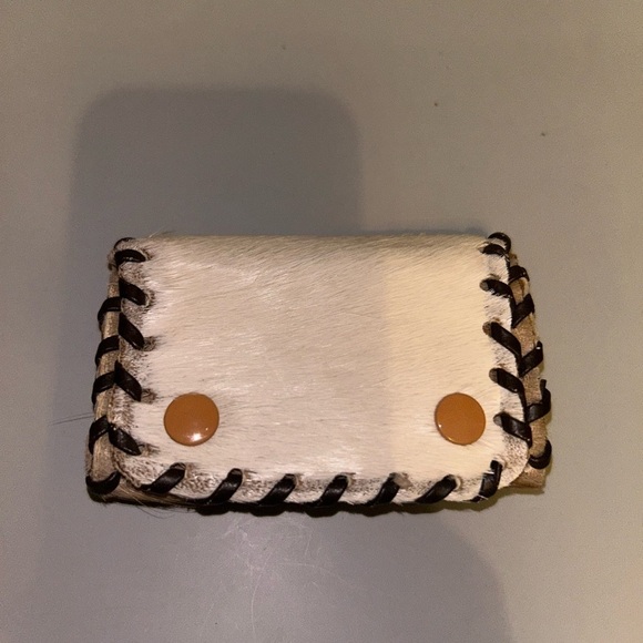 newey england Handbags - Euc Vintage Newey England handmade mini trifold animal hair leather wallet